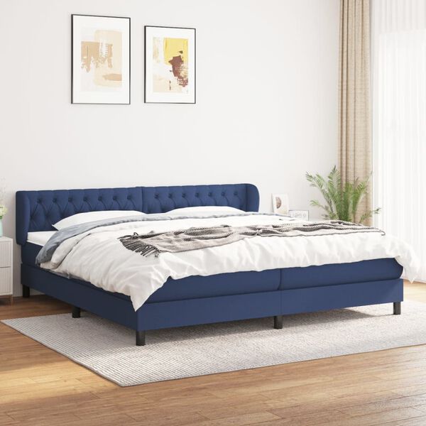 vidaXL Boxspring posteľ s matracom modrá 200x200 cm látka