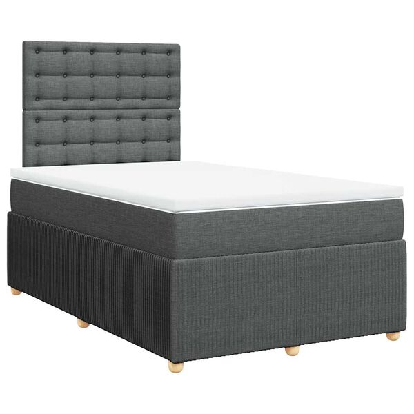 vidaXL Boxspring posteľ s matracom, tmavosiv&aacute; 120x190 cm, l&aacute;tka