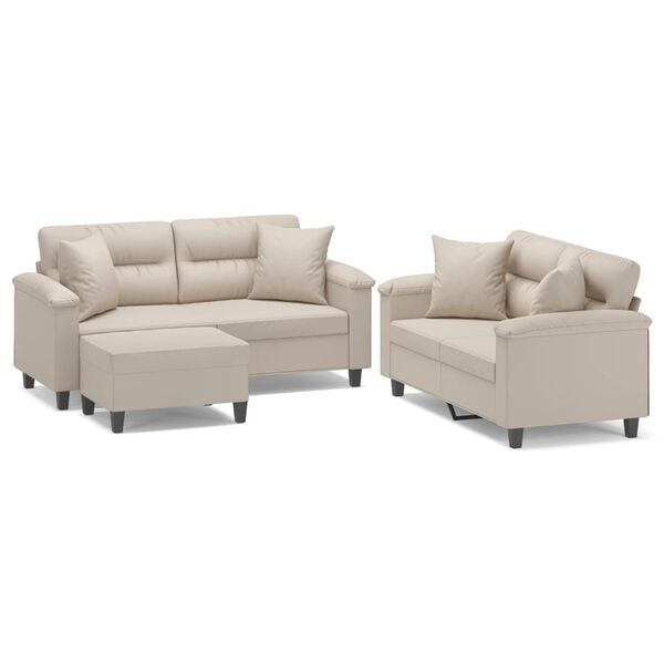 vidaXL 3-dielna sedacia s&uacute;prava s vank&uacute;&scaron;mi kr&eacute;mov&aacute; mikrovl&aacute;kno