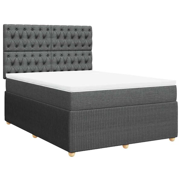 vidaXL Boxspring posteľ s matracom tmavosiv&aacute; 140x200 cm l&aacute;tka