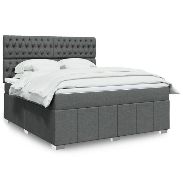 vidaXL Boxspring posteľ s matracom tmavosiv&aacute; 180x200 cm l&aacute;tka