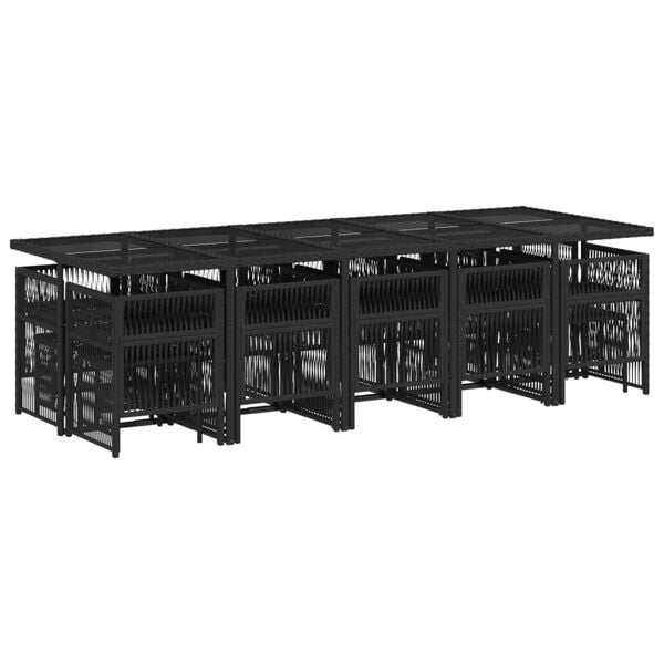 vidaXL 15-dielna z&aacute;hr. jed&aacute;lensk&aacute; s&uacute;prava s vank&uacute;&scaron;mi čierna polyratan