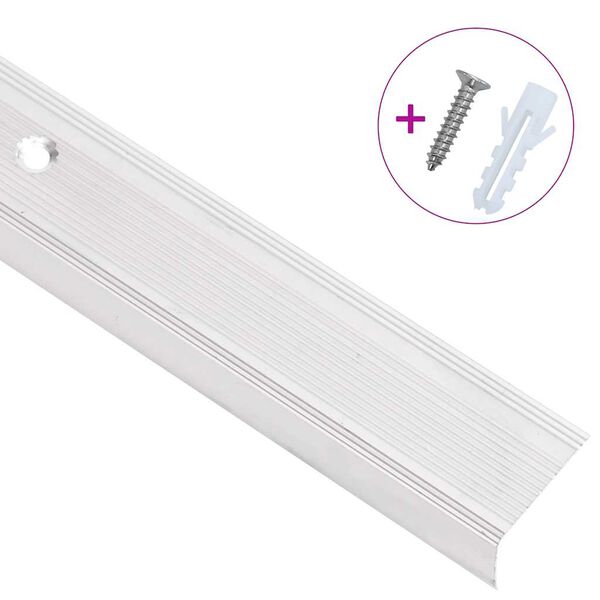 vidaXL Schodové lišty v tvare L 15 ks, hliník 90 cm, strieborné