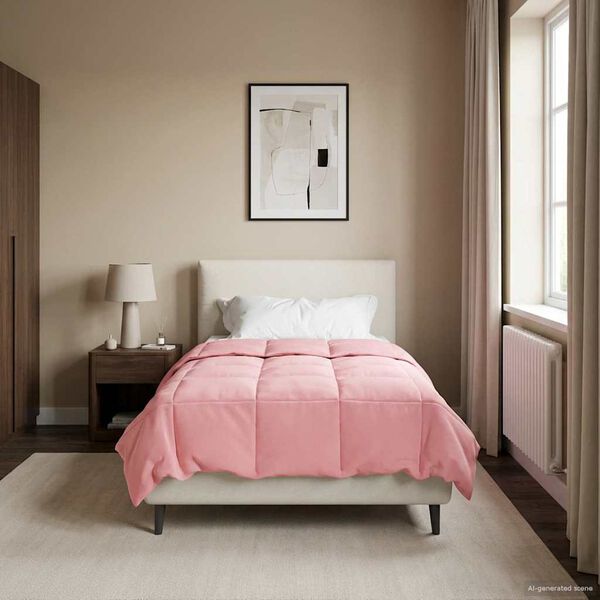 vidaXL Prikr&yacute;vka na cel&yacute; rok &Scaron;nurovan&yacute; Ružov&aacute; 155 x 220 cm Mikrovl&aacute;kno