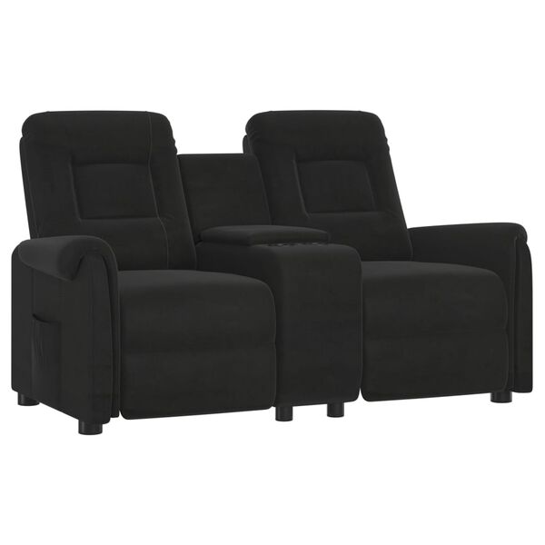 vidaXL 2-miestne sklápacie masážne kreslo+držiak na poháre, čierne