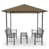 vidaXL Záhradný altánok so stolom a lavicami 2,5x1,5x2,4 m sivohnedý 180 g/m²