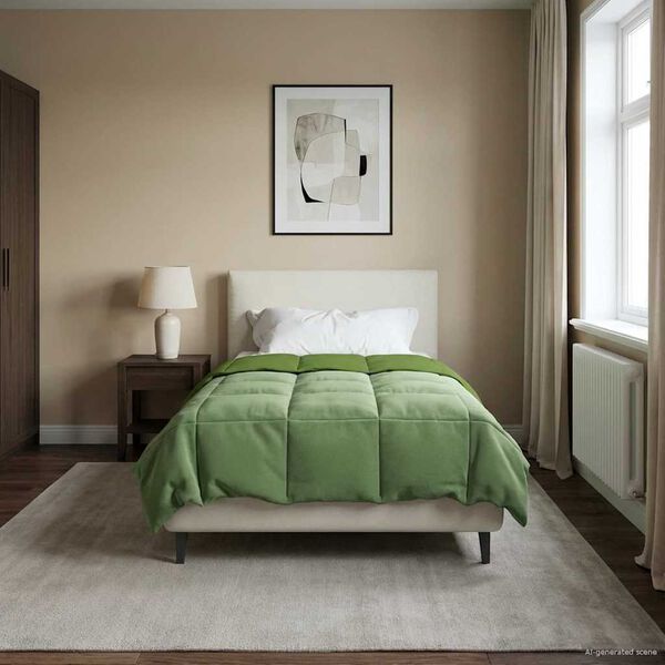 vidaXL Zimn&yacute; prehoz &Scaron;nurovan&yacute; Zelen&aacute; 135 x 200 cm Mikrovl&aacute;kno