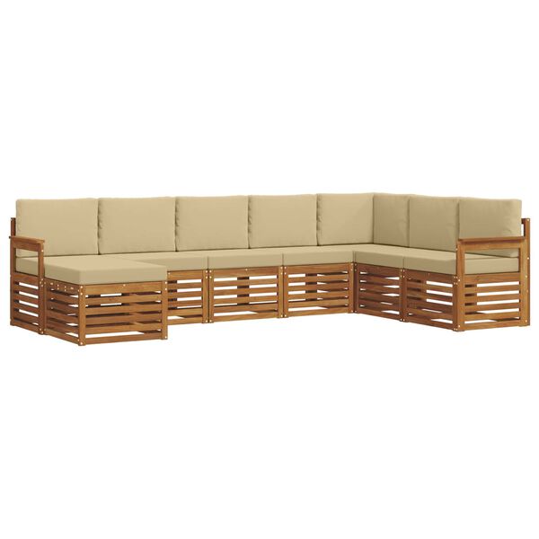 vidaXL S&uacute;pravy pohoviek 8 pcs Pr&iacute;rodn&aacute; a b&eacute;žov&aacute; Pevn&eacute; ak&aacute;ciov&eacute; drevo