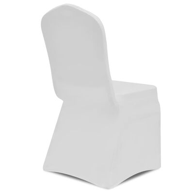 vidaXL Naťahovací návlek na stoličku, 100 ks, biely