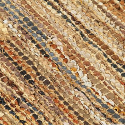 vidaXL Ručne tkaný chindi koberec bledohnedý 190x280 cm kožený a jutový
