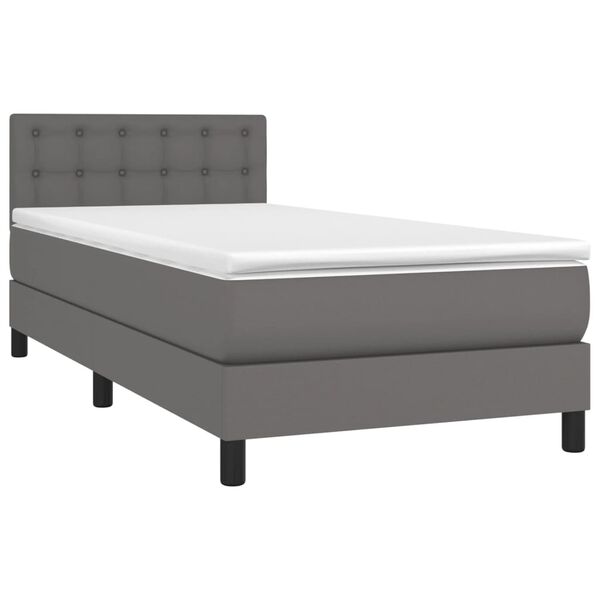 vidaXL Boxspring posteľ s matracom sivá 90x200 cm umelá koža