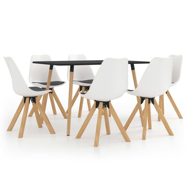 vidaXL 7-dielna jed&aacute;lensk&aacute; s&uacute;prava, biela a čierna