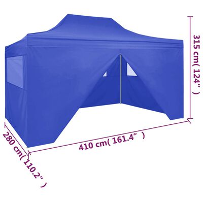 vidaXL Profesionálny skladací párty stan+4 steny 3x4 m, oceľ, modrý