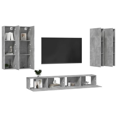 vidaXL 6-dielna súprava TV skriniek betónovo-sivá drevotrieska