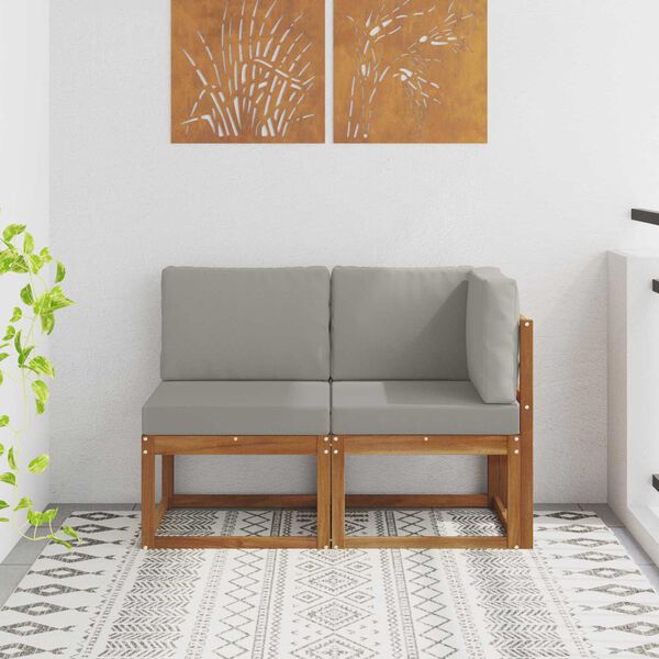 vidaXL Vonkaj&scaron;ia stredn&aacute; a rohov&aacute; pohovka 2 Kus Pr&iacute;rodn&aacute; a svetlosiv&aacute;