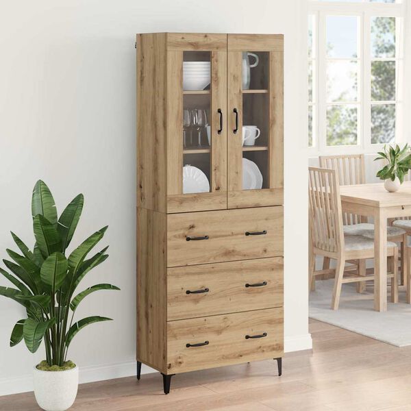 vidaXL Highboard Remeseln&yacute; dub 69,5 x 34 x 180 cm Kompozitn&eacute; drevo