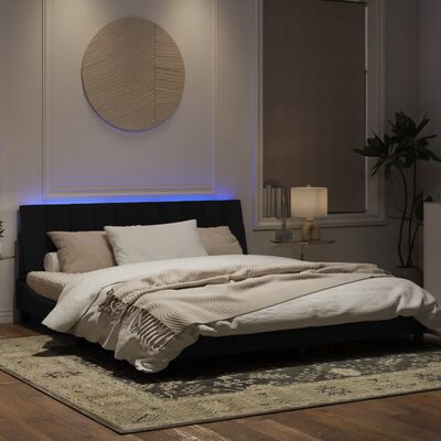 vidaXL Rám postele s LED svetlami čierny 180x200 cm zamat