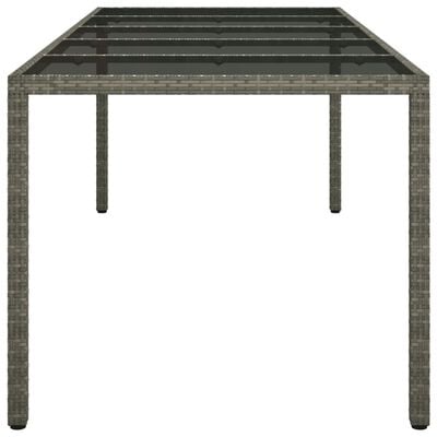 vidaXL Záhradný stôl sivý 250x100x75 cm tvrdené sklo a polyratan