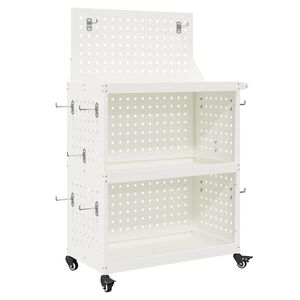vidaXL Kovov&yacute; voz&iacute;k na n&aacute;radie s poličkou Biela 65 x 35 x 111 cm