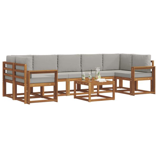 vidaXL Z&aacute;hradn&aacute; s&uacute;prava gaučov s vank&uacute;&scaron;om 8 pcs Pr&iacute;rodn&aacute; a svetlosiv&aacute;