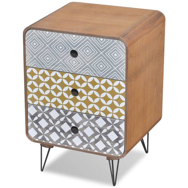 vidaXL Príručná skrinka s 3 zásuvkami, hnedá