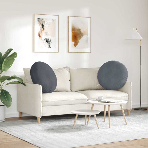 vidaXL Vankúše na sedenie 2 pcs Tmavo šedá Ø 40 x 13 cm Zamat