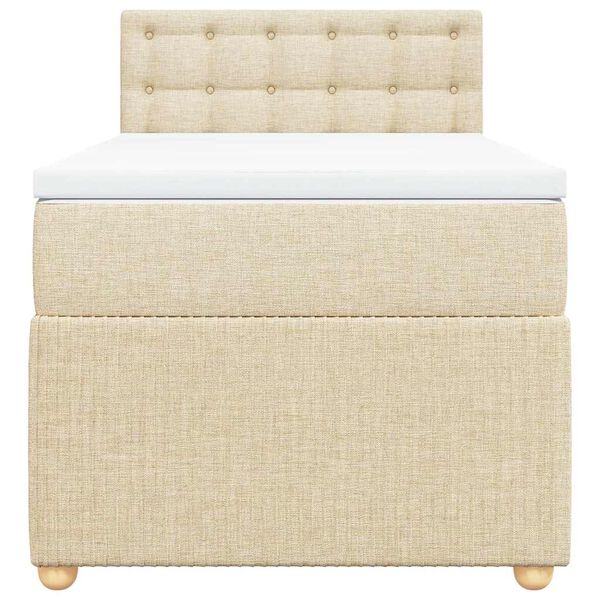 vidaXL Posteľn&yacute; r&aacute;m boxsping s matracom kr&eacute;mov&yacute; 90x200 cm l&aacute;tka