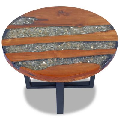 vidaXL Konferenčný stolík z teakového dreva a živice, 60 cm