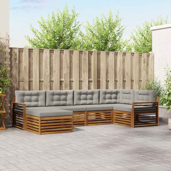 vidaXL Z&aacute;hradn&aacute; s&uacute;prava gaučov s vank&uacute;&scaron;om 6 pcs Pr&iacute;rodn&aacute; a svetlosiv&aacute;