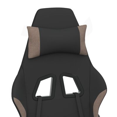 vidaXL Masážna herná stolička s podnožkou, čierna a sivohnedá, látka