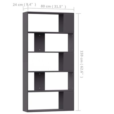 vidaXL Knižnica/deliaca stena, sivá 80x24x159 cm, kompozitné drevo