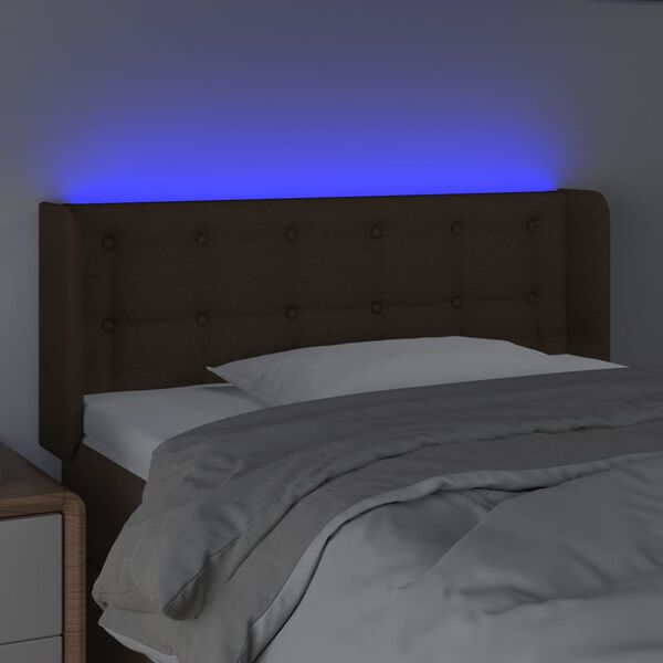 vidaXL Čelo postele s LED tmavohend&eacute; 83x16x78/88 cm l&aacute;tka