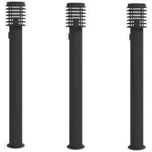 vidaXL Vonkaj&scaron;ie stojace lampy z&aacute;suvka 3 ks čierne 110 cm nehrdz. oceľ
