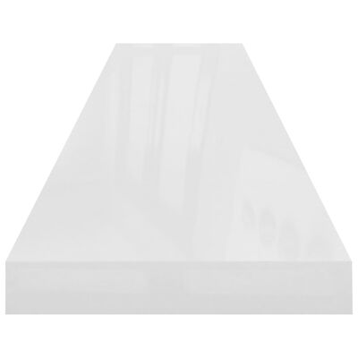vidaXL Plávajúce nástenné police 4ks, lesklé biele 120x23,5x3,8cm, MDF