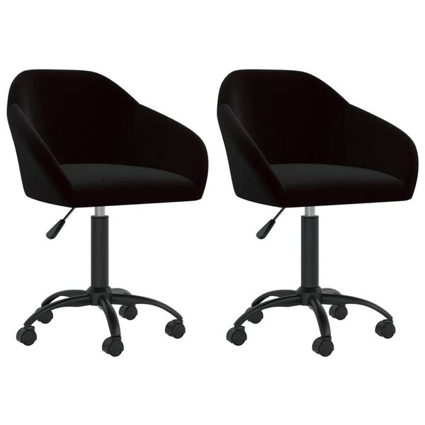 vidaXL Otočn&eacute; jed&aacute;lensk&eacute; stoličky 2 ks čierne zamatov&eacute;