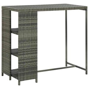 vidaXL Barov&yacute; stol&iacute;k s &uacute;ložn&yacute;m reg&aacute;lom siv&yacute; 120x60x110 cm polyratan