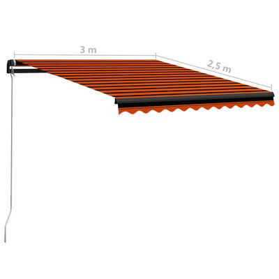 vidaXL Ručne zaťahovacia markíza s LED 300x250 cm oranžovo-hnedá
