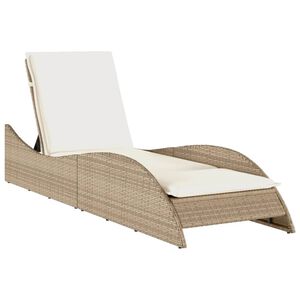 vidaXL Z&aacute;hradn&eacute; ležadlo s vank&uacute;&scaron;om b&eacute;žov&eacute; 60x205x73 cm polyratan