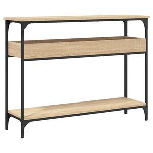 vidaXL Konzolov&yacute; stol&iacute;k s policou, dub sonoma, 100x29x75 cm, imit&aacute;cia dreva