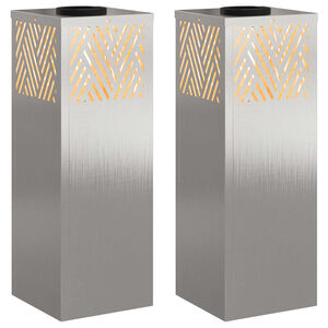 vidaXL Sol&aacute;rne LED svetlo na chodn&iacute;k 2 pcs Strieborn&aacute; Nerezov&aacute; oceľ