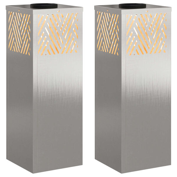 vidaXL Sol&aacute;rne LED svetlo na chodn&iacute;k 2 pcs Strieborn&aacute; Nerezov&aacute; oceľ