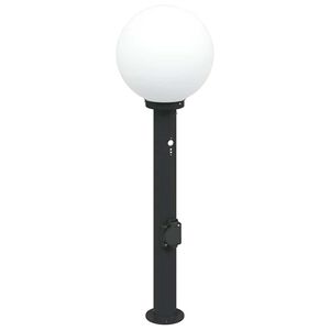 vidaXL Stĺpikov&eacute; svietidlo so senzorom a z&aacute;suvkou 80 cm čierne IP44