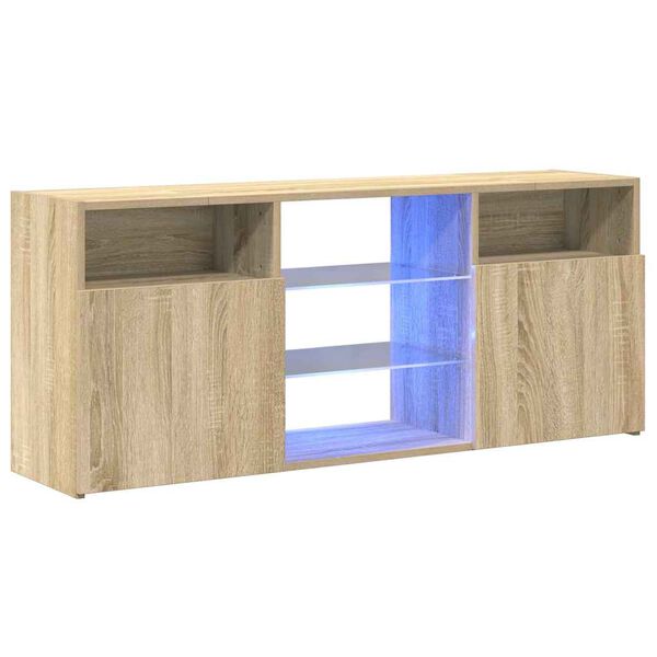 vidaXL TV skrinka s LED svetlami dub sonoma 120x30x50 cm