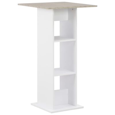 vidaXL Barový stôl, biely a betónovo sivý 60x60x110 cm