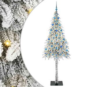 vidaXL Vianočn&yacute; stromček s 300 LED-i Biela 210 cm PE a oceľ
