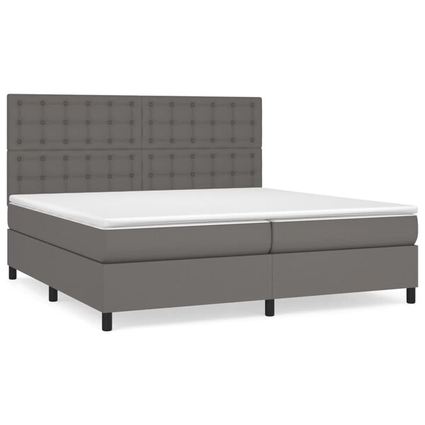 vidaXL Boxspring posteľ s matracom siv&aacute; 200x200 cm umel&aacute; koža