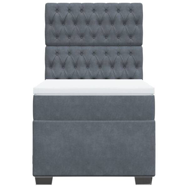 vidaXL Posteľn&yacute; r&aacute;m boxspring s matracom tmavosiv&yacute; 80x200 cm zamat