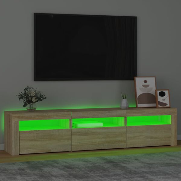 vidaXL TV skrinka s LED svetlami dub sonoma 180x35x40 cm