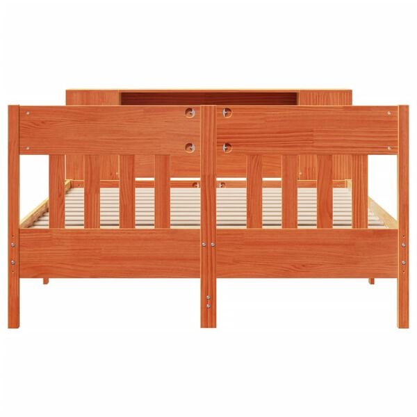 vidaXL Posteľ s knižnicou bez matraca vosková 120x190 cm borovica