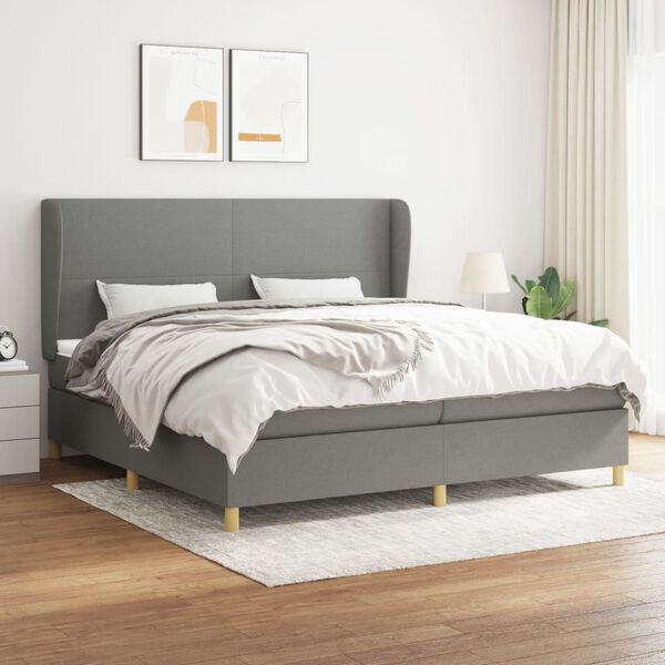 vidaXL Boxspring posteľ s matracom tmavosiv&aacute; 200x200 cm l&aacute;tka